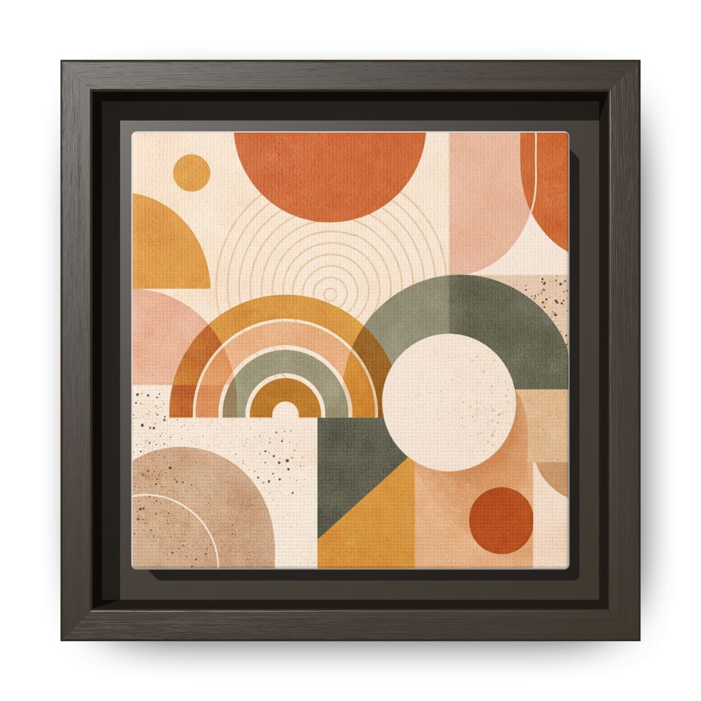 Abstract Terracotta Geometric Rainbow Matte Canvas Framed