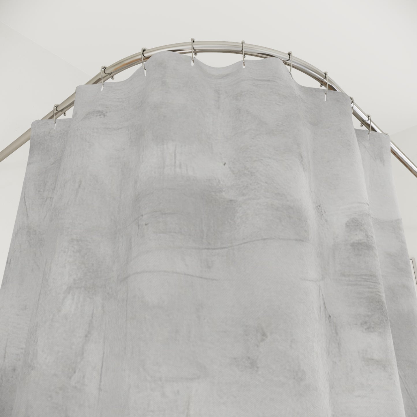 Gray shower curtain by Printify featuring a minimalist design, ideal for bathroom decor and housewarming gift.