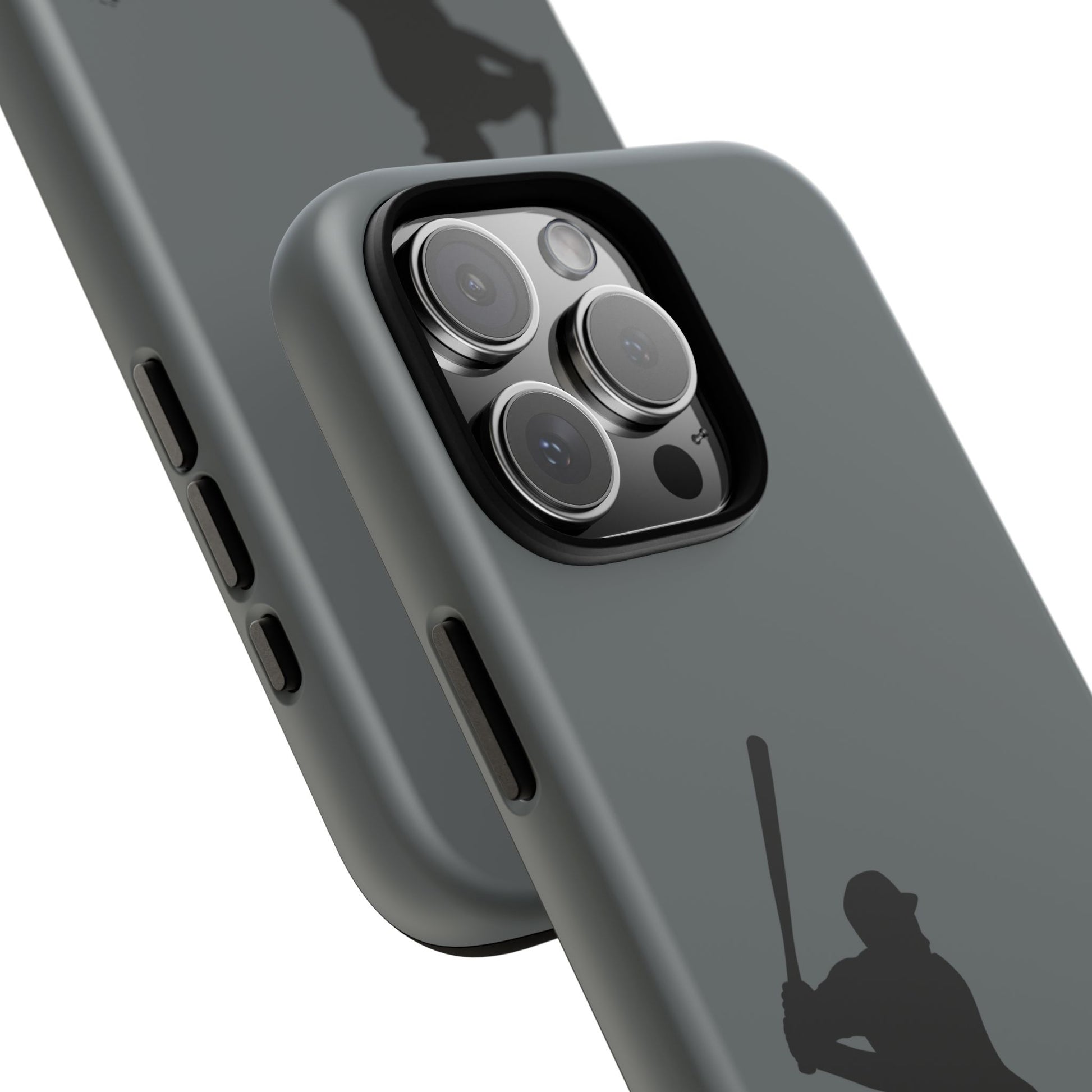 Black baseball silhouette tough phone case for iPhone, durable protective sport-style cover by Printify.