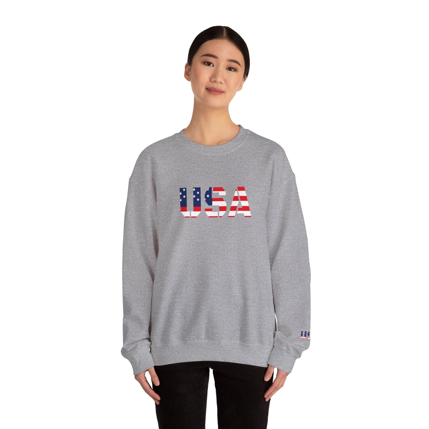 USA Flag Unisex Crewneck Sweatshirt, Cozy Apparel, Casual Wear, Independence Day Gift, Americana Style