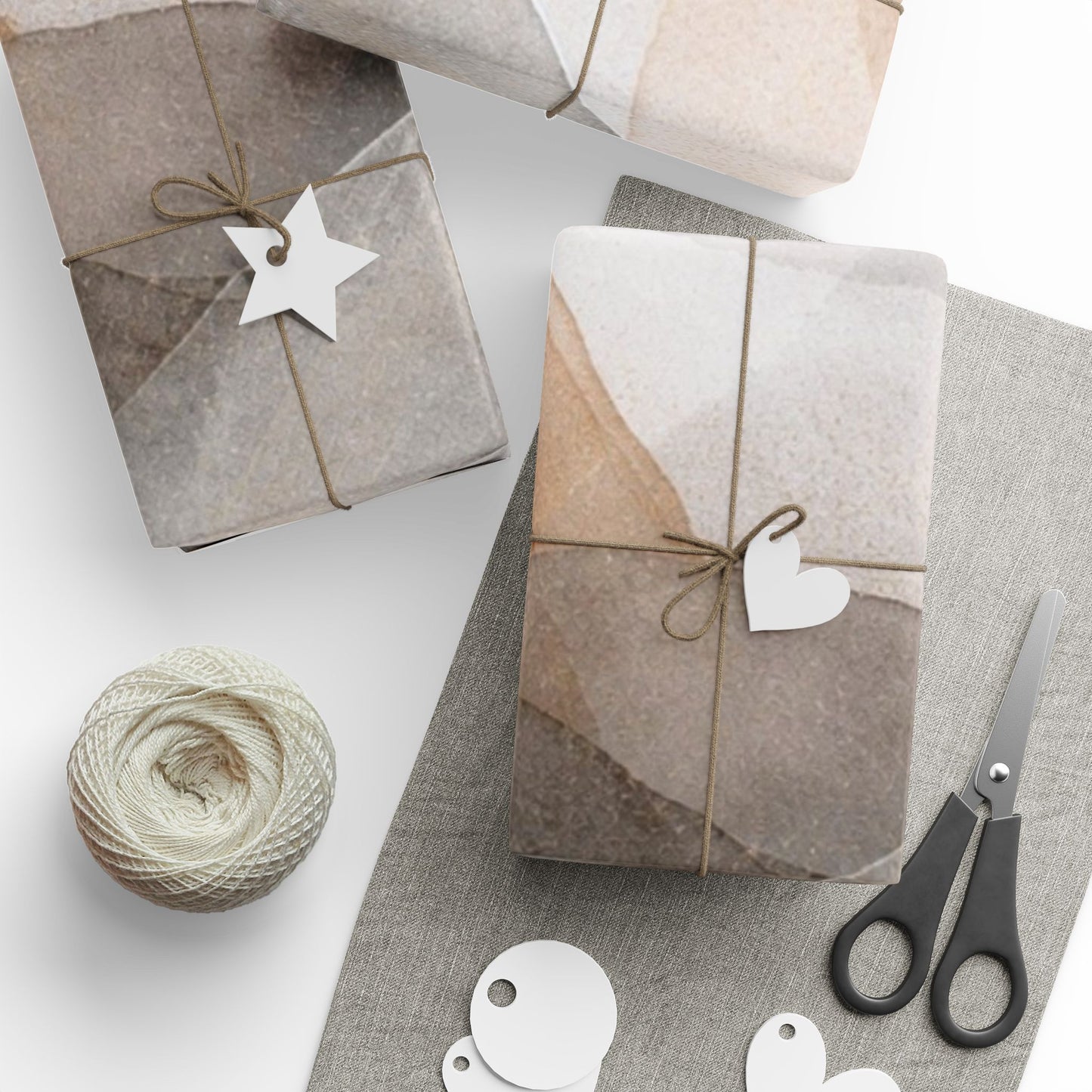 Geometric Neutral Watercolor Wrapping Paper Roll — Earth Tone Abstract Gift Wrap