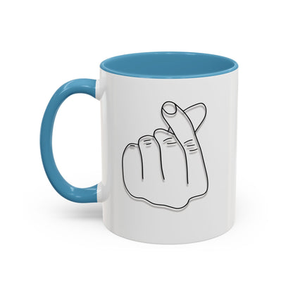 K-Pop Accent Mug - Love Gesture Design (11oz, 15oz), Korean Pop Coffee Cup, K-Pop Lover Gift, Cute Drinkware, Unique Mug