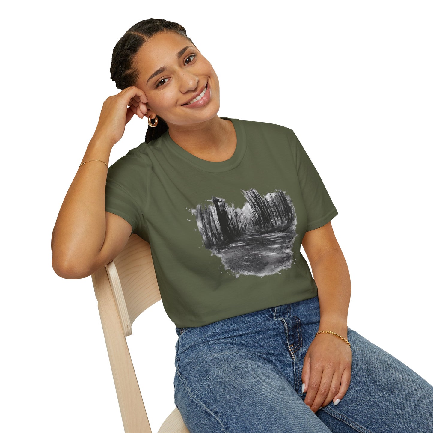 Minimalist Nature-Inspired Unisex Softstyle T-Shirt, Casual Wear, Everyday Style, Gift for Nature Lovers, Eco-Friendly Fashion