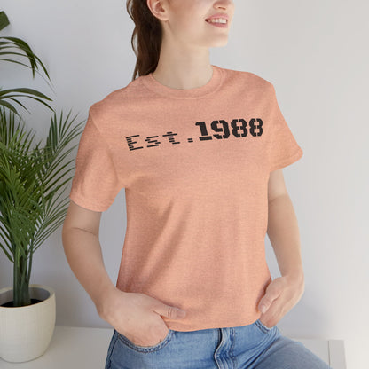Est. 1988 Unisex Jersey Tee, Vintage Birthday Shirt, Casual Everyday Wear, Gift for Him or Her, Anniversary Celebration Tee