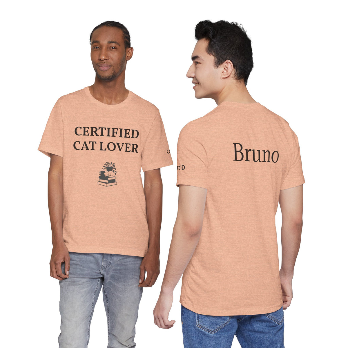 Unisex custom T-shirt by Printify with personalized design, shown in black fabric on a flat surface.