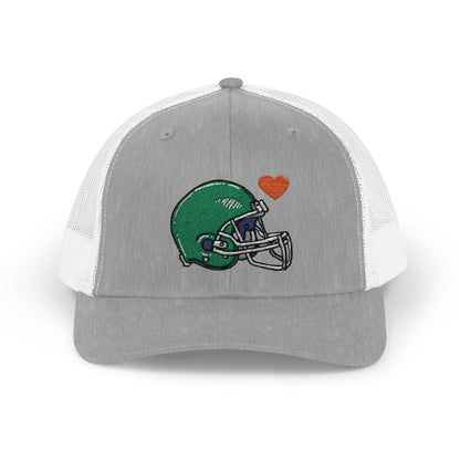 Snapback Trucker Cap with Football Heart Design - Perfect for Sports Fans, Gifts for Gamers, Casual Outings, Tailgating, and Team Spirit - TRV