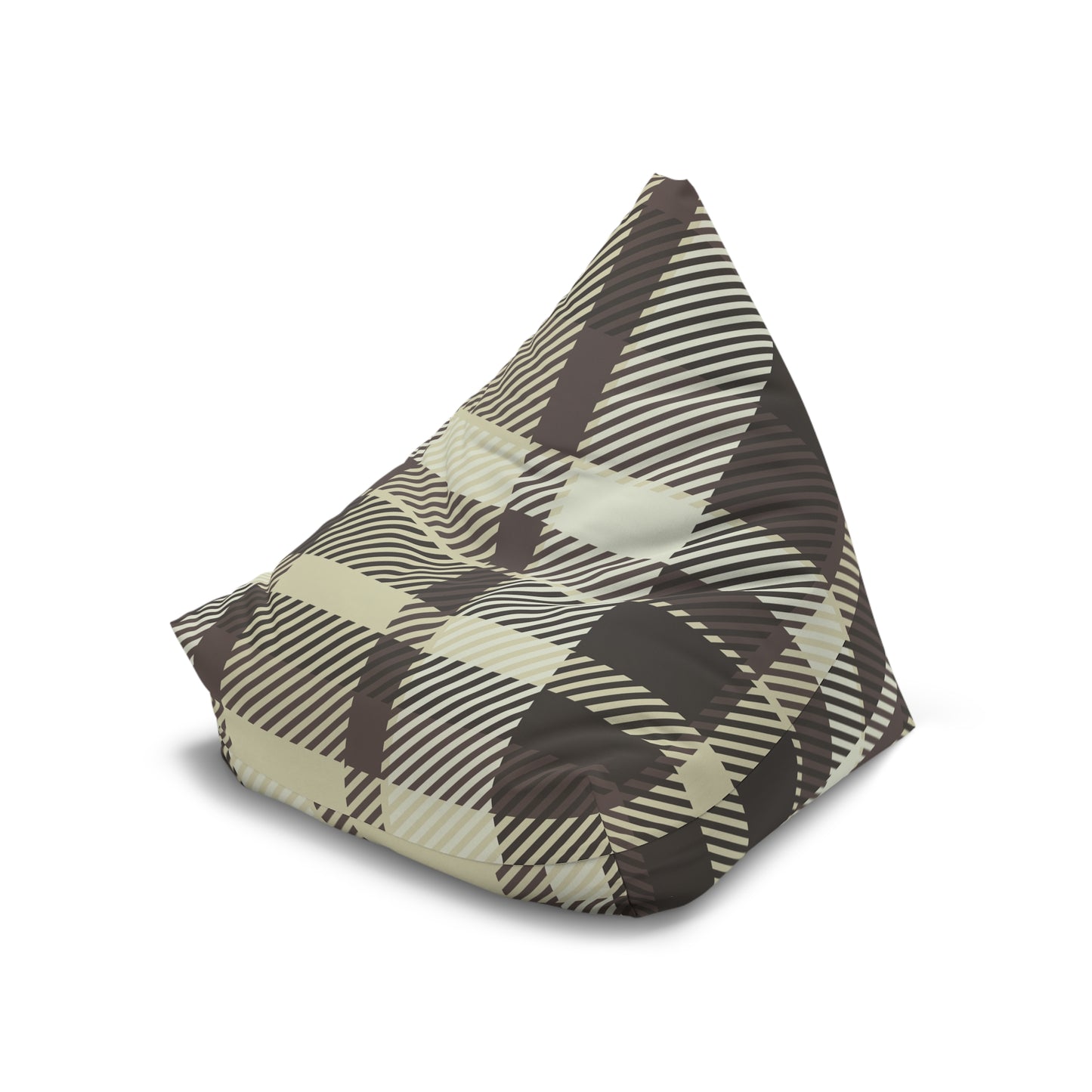 Brown Plaid Pattern Bean Bag Chair Cover | Rustic Buffalo Check