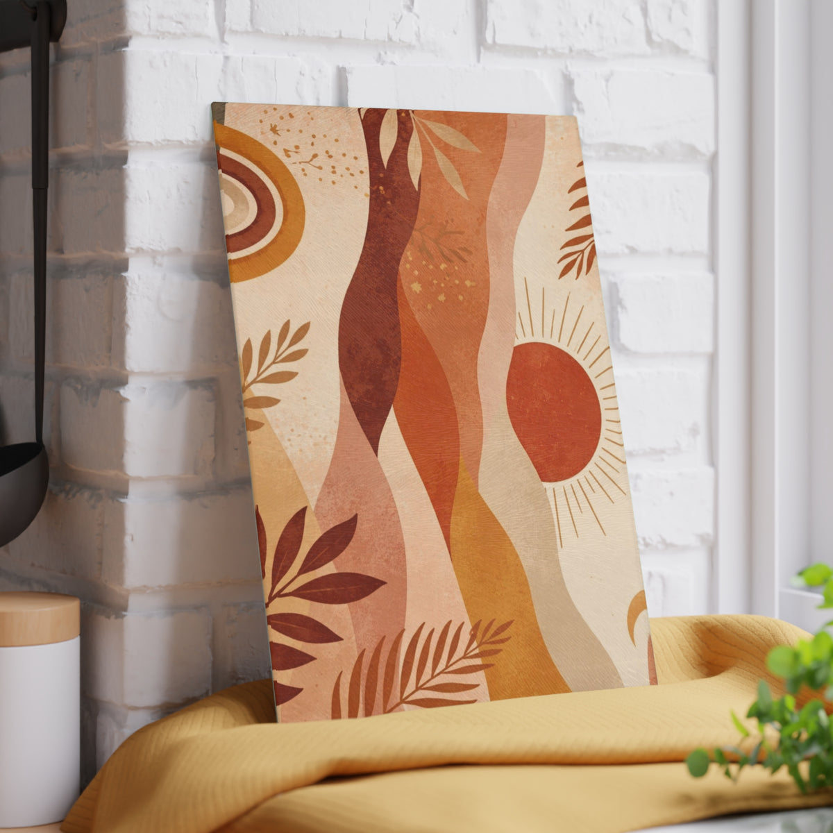 Boho Sunset Desert Waves Glass Cutting Board - view 12