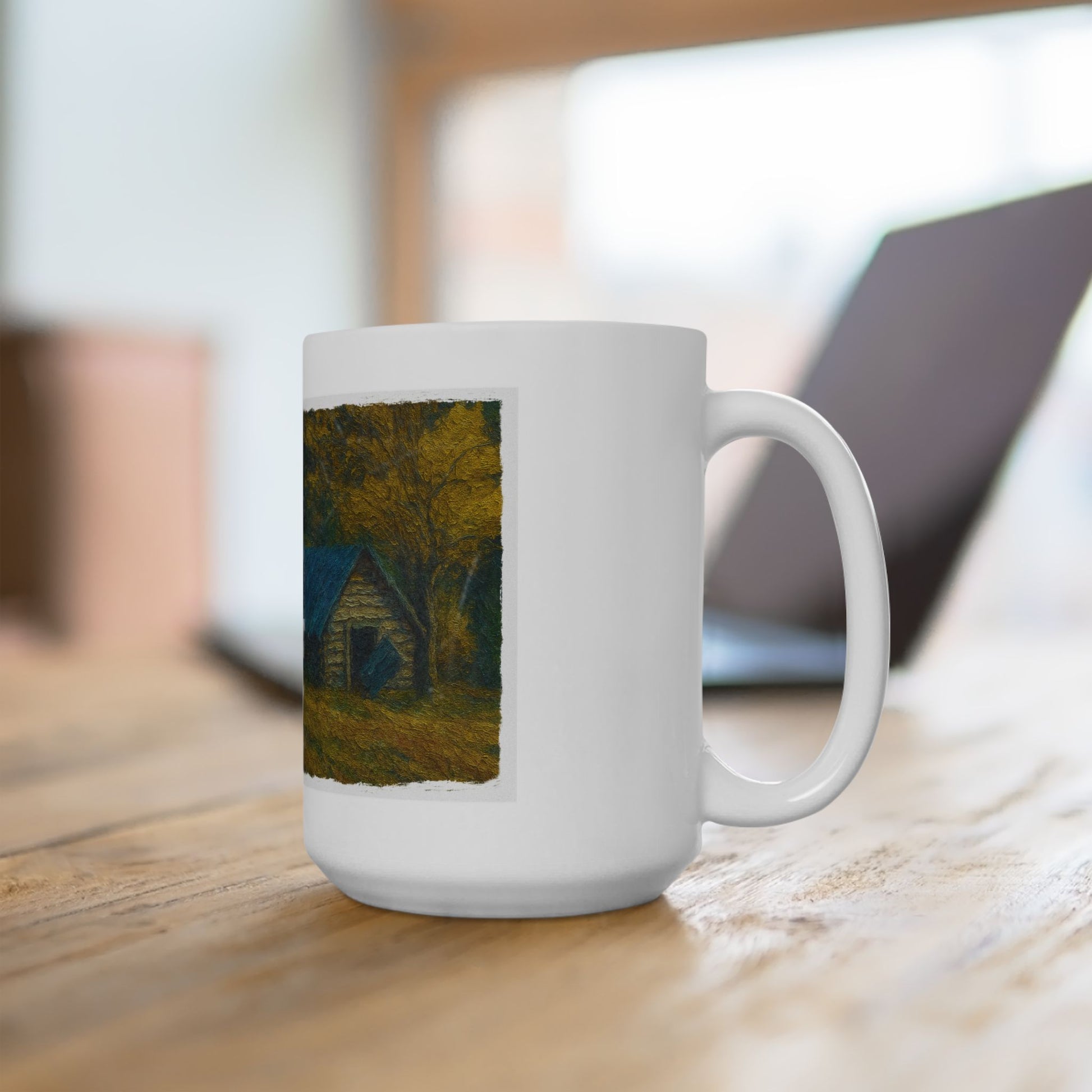 Rustic Cabin Ceramic Mug - Cozy Coffee Cup, Handmade Gift for Nature Lovers, Perfect for Home or Office, Great for Christmas, [...] - TRV