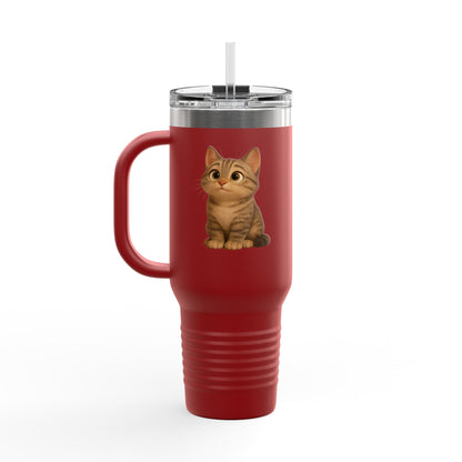 Cute Cat Insulated Travel Mug, Perfect for Pet Lovers, 40oz Coffee Cup, Travel Tumbler, Gift for Cat Lovers, Customizable Mug - TRV