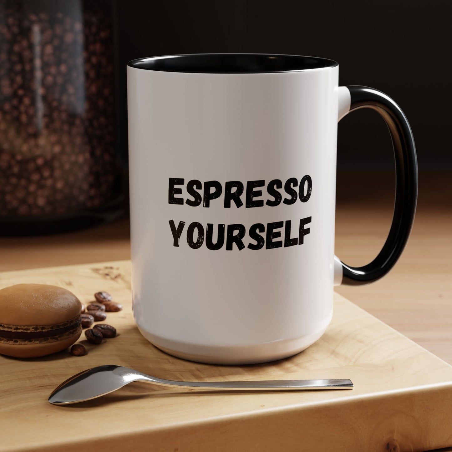 Espresso Yourself Coffee Mug - Fun Black Accented Mug for Coffee Lovers, Great Gift for Birthdays, Christmas, and Housewarming