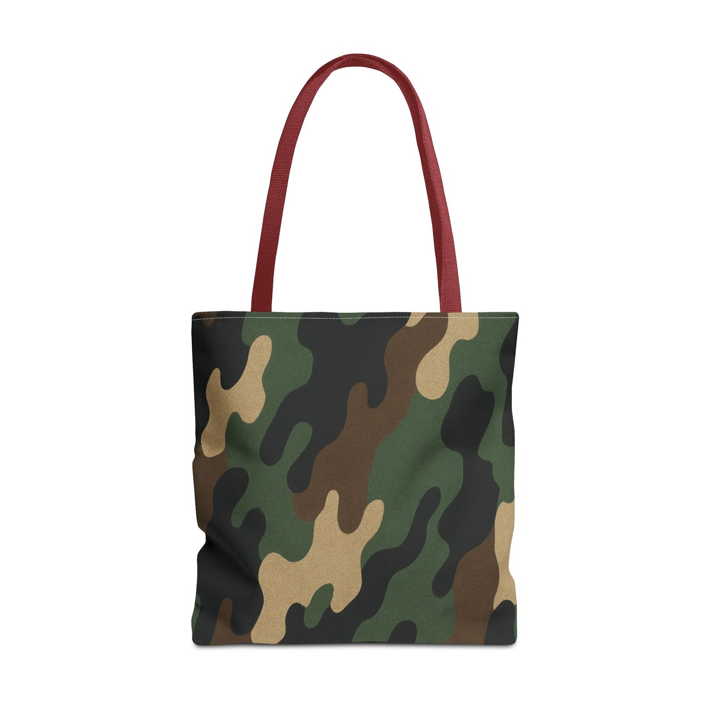 Camo pattern tote bag made of canvas with all-over print design, stylish carryall bag from Printify.