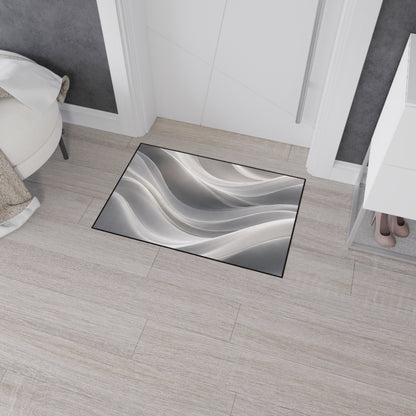 Abstract Gray Wave Floor Mat | Modern Entryway Rug, Non-Slip