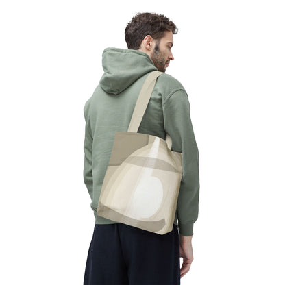 Neutral Abstract Light Beam Tote Bag | Minimalist Geometric Pattern
