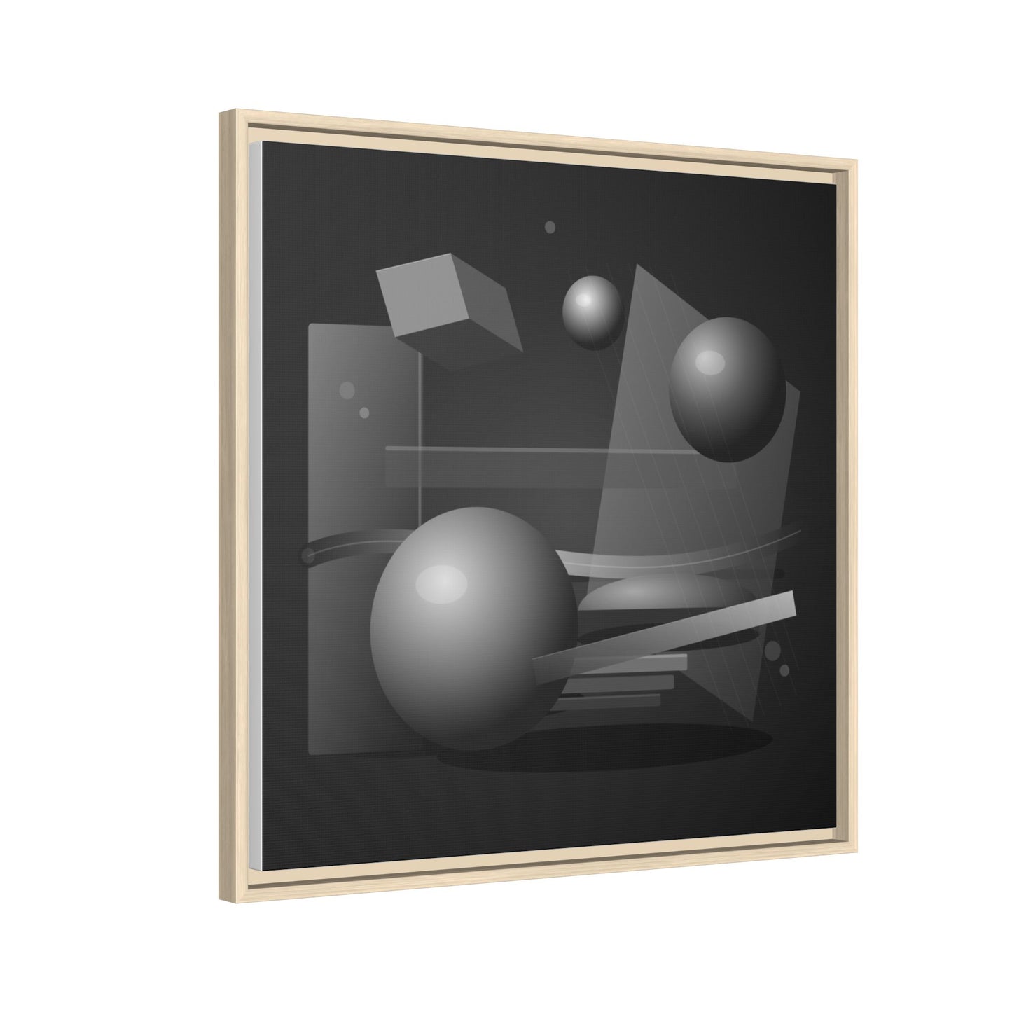 Monochrome Geometric Spheres Canvas Framed Wall Art | Matte Print