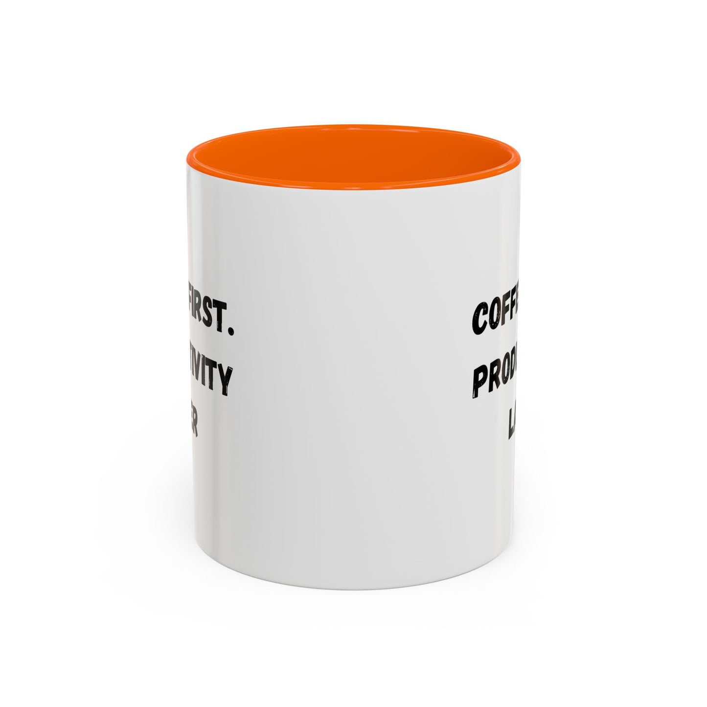 Coffee First Productivity Later Mug - Fun Office Gift, Motivational Coffee Cup, Black Handle Mug, Home Office Decor, Thoughtful Gift