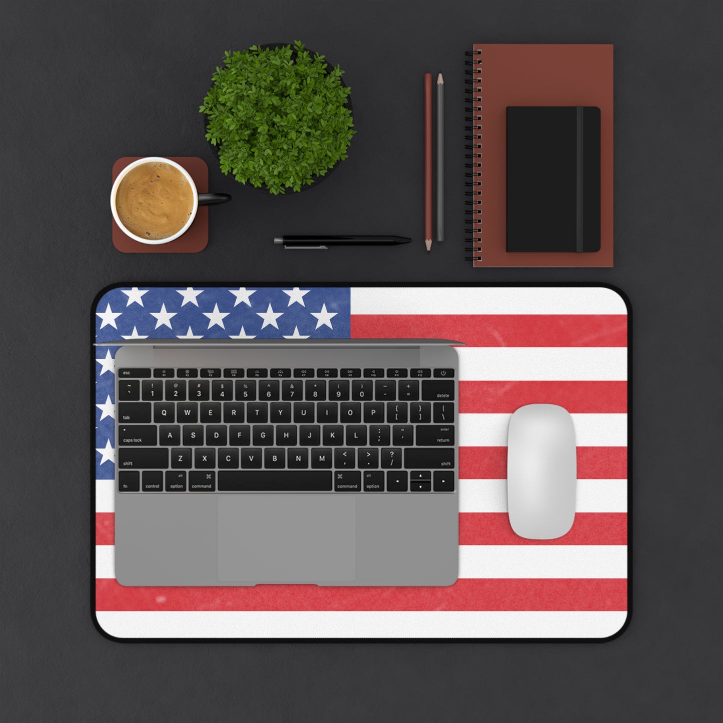 American flag desk mat by Printify, featuring patriotic red, white, and blue stars and stripes for workspace decoration.