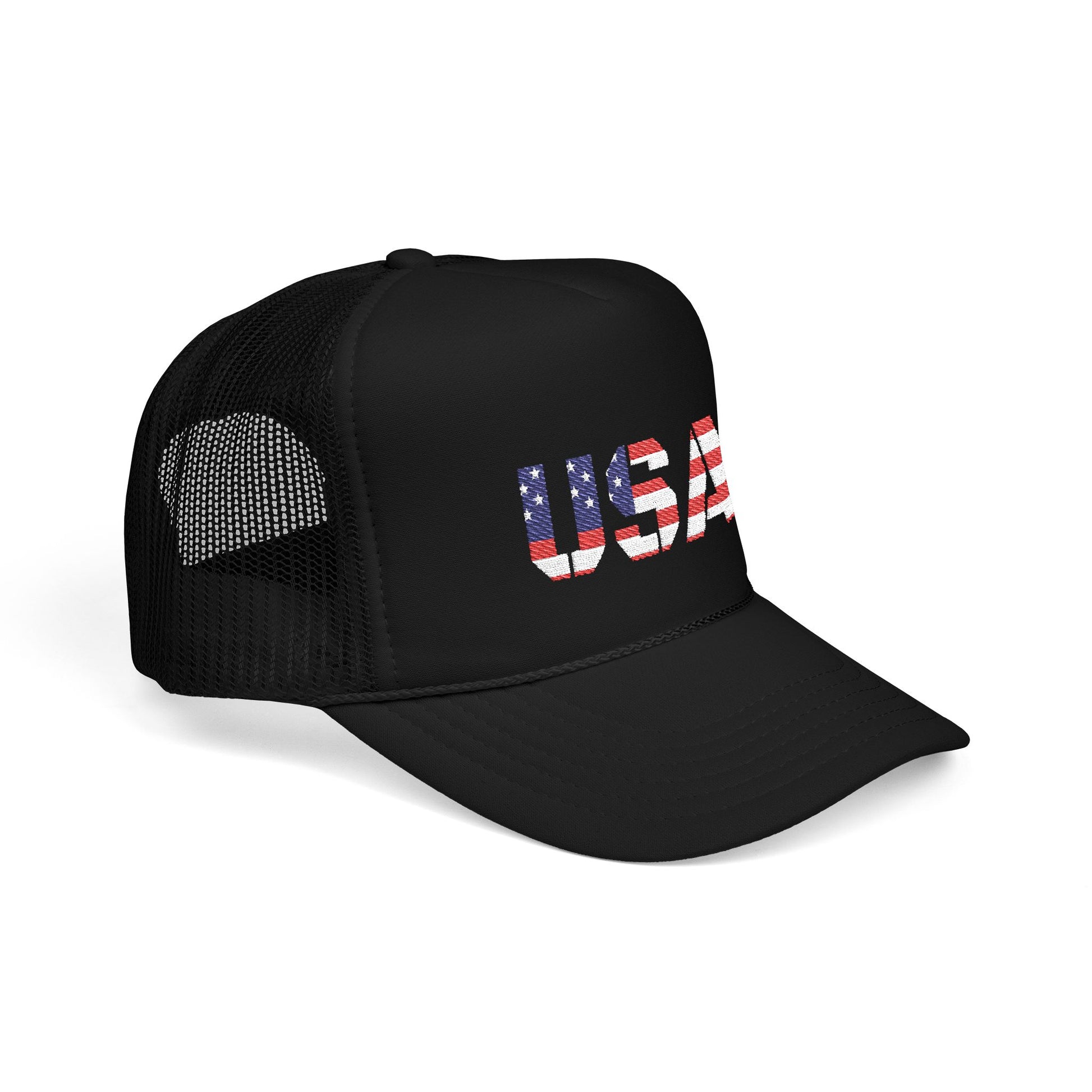 USA Flag Embroidered Foam Trucker Hat, Patriotic Cap, Red Mesh Hat, Summer Outdoor Gear, Festival Accessory, July 4th Gift - TRV