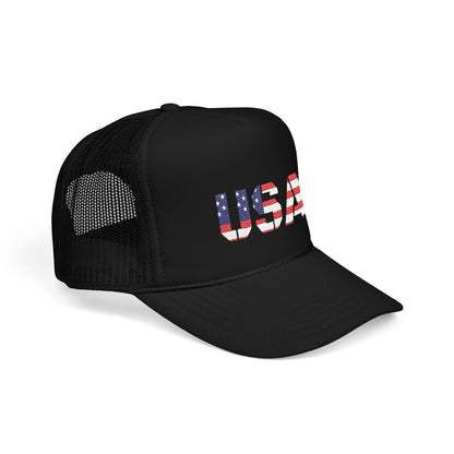 USA Flag Embroidered Foam Trucker Hat, Patriotic Cap, Red Mesh Hat, Summer Outdoor Gear, Festival Accessory, July 4th Gift - TRV