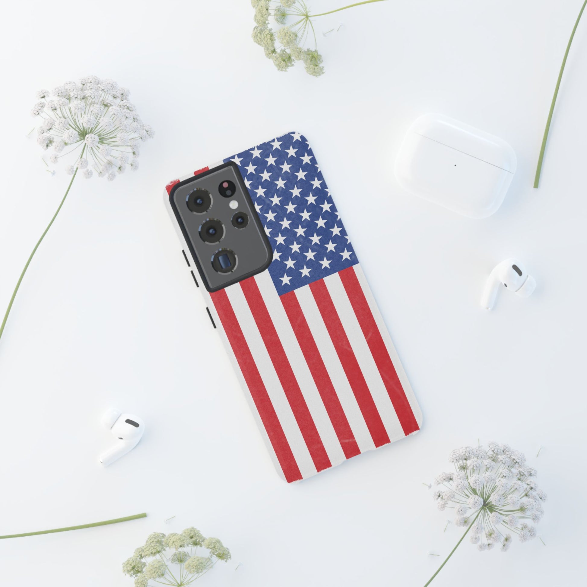 Patriotic Phone Case - Tough Cases for Veterans, USA Lovers, Independence Day, Memorial Day, Flag Design - TRV