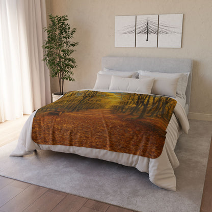 Printify autumn fleece sherpa blanket showcasing a cozy fall throw with warm, soft fleece and sherpa lining for comfort.