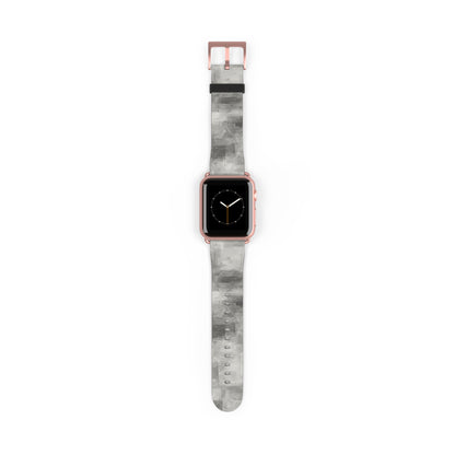 Gray watercolor camouflage Apple Watch band with neutral abstract design, flexible accessory for Apple Watch, by Printify.