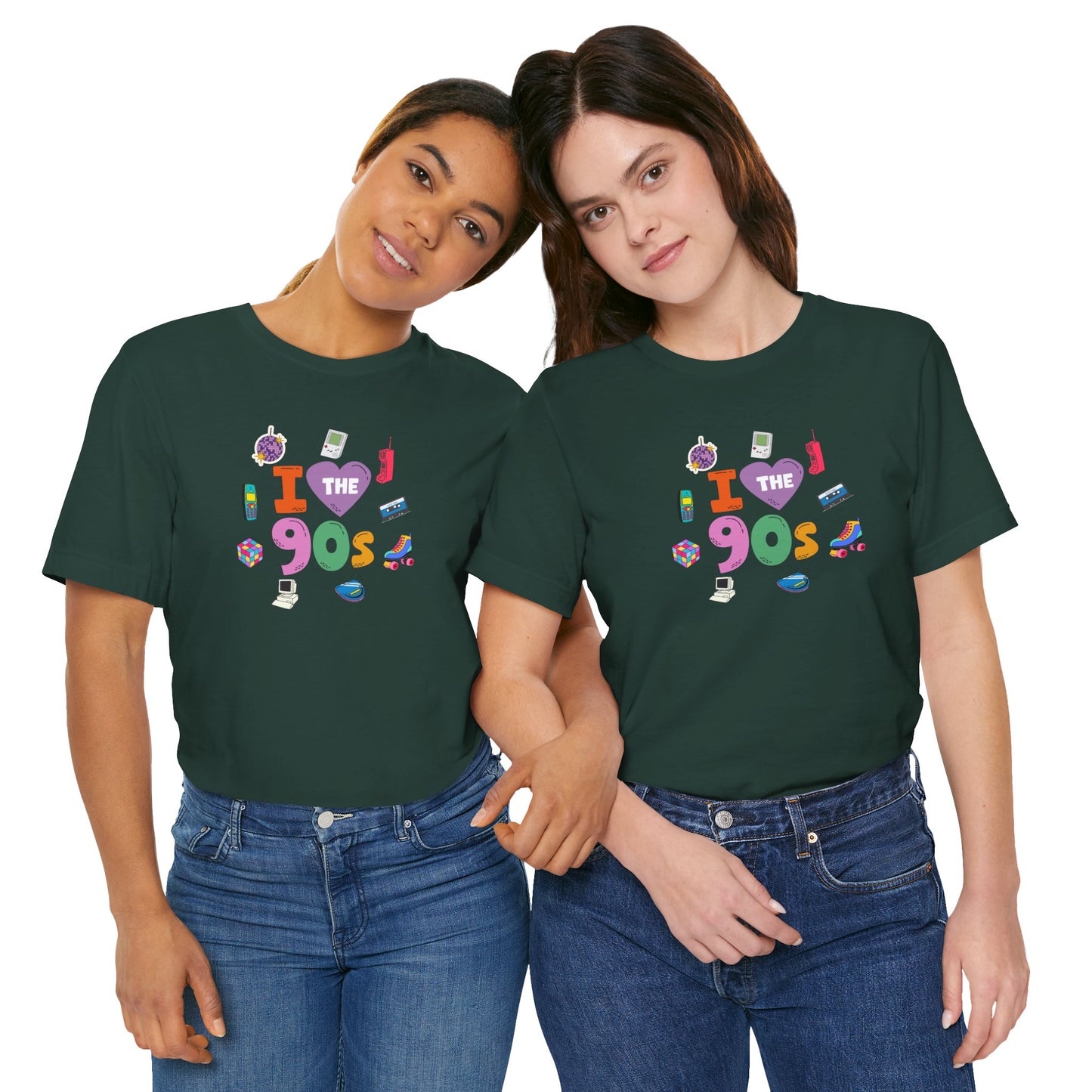 I  Love the 90's Short Sleeve Tee - Retro Graphic Tee, Vintage Style Shirt, Perfect for Casual Outings, 90s Nostalgia Apparel