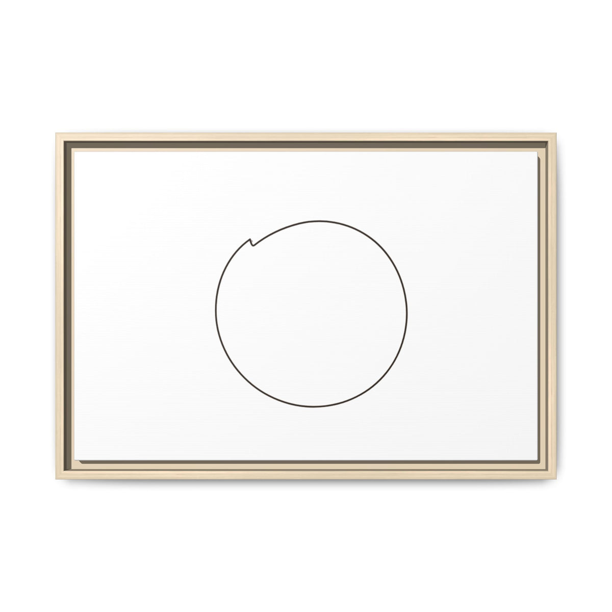Framed matte canvas wall art featuring a minimal circular line design, by Printify, showcasing modern abstract wall decor.