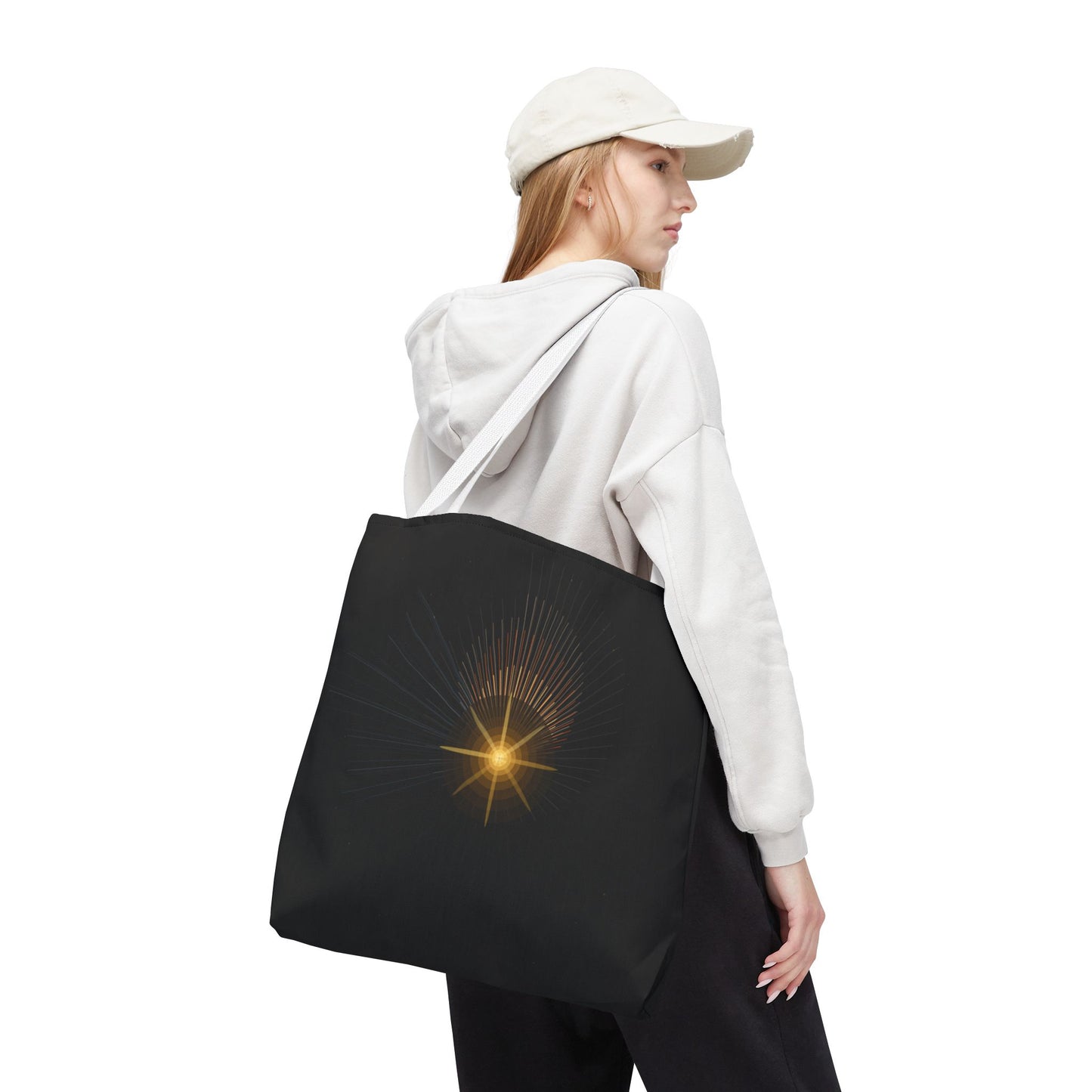 Radiant Starburst Tote Bag | Golden Light Celestial Design - TRV