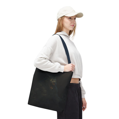 Werewolf tote bag featuring dark Halloween art, perfect for horror fans, made by Printify.