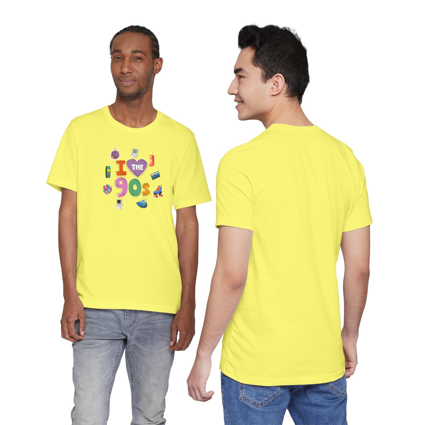 I  Love the 90's Short Sleeve Tee - Retro Graphic Tee, Vintage Style Shirt, Perfect for Casual Outings, 90s Nostalgia Apparel