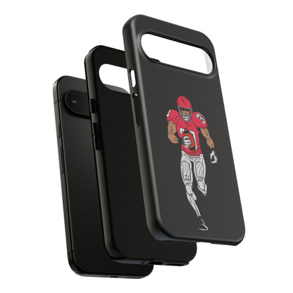 Black football player tough phone case for iPhone, protective sports design, durable Printify phone case with athletic theme