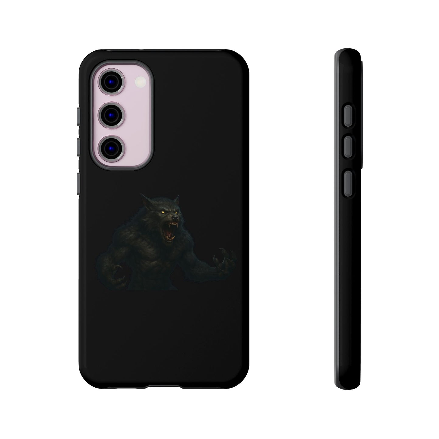 Werewolf phone case with dark monster graphic, tough protective design for smartphones, by Printify.