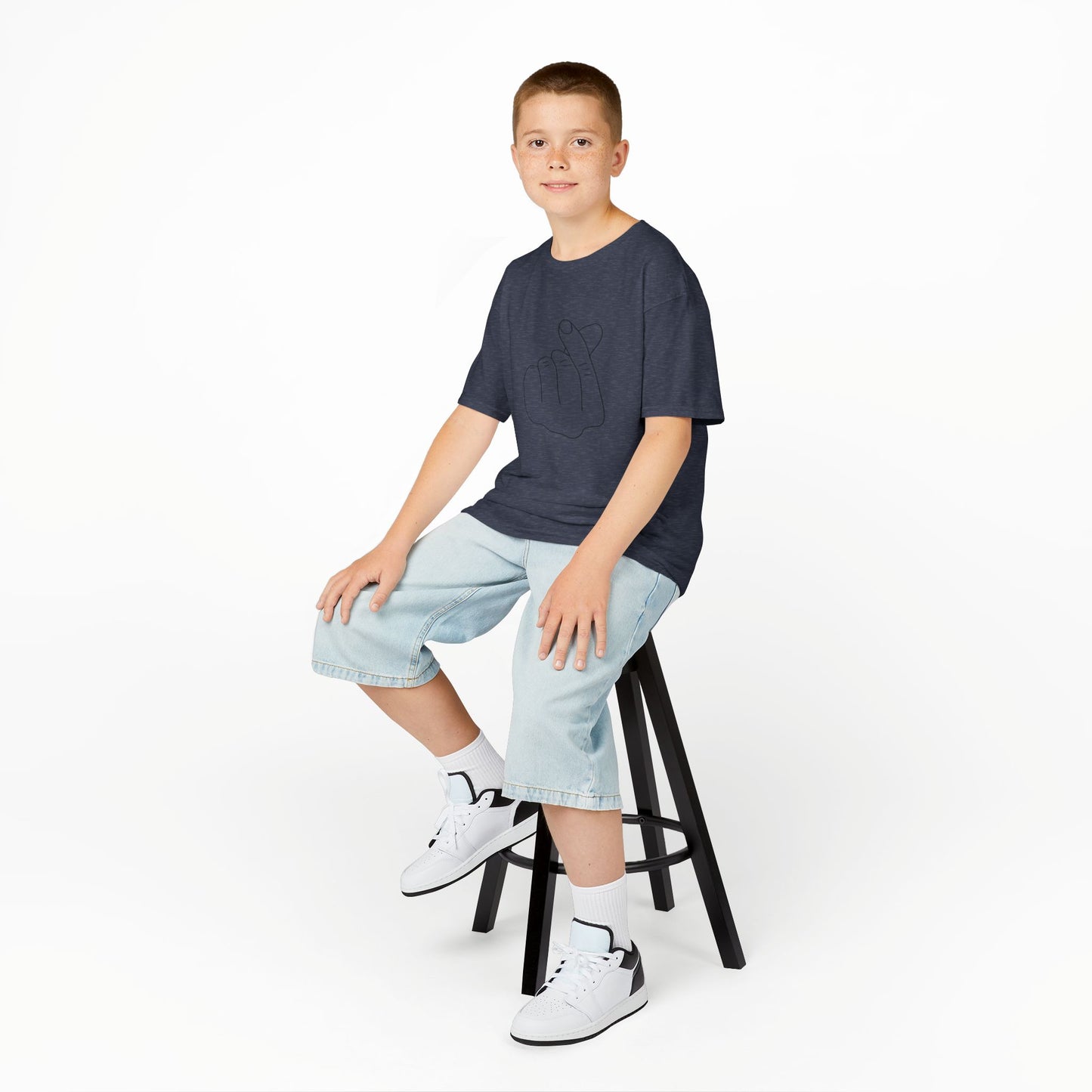 Cute Kids Heavy Cotton Tee - K-Pop Inspired Love Gesture