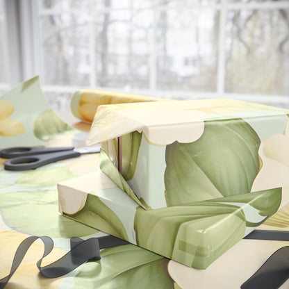 Floral Lemon Wrap — Citrus Blossom Wrapping Paper Roll
