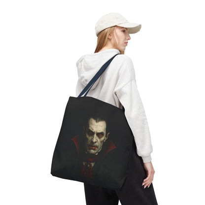 Spooky Gothic Vampire tote bag by Printify with vampire graphic, perfect for Halloween accessories and everyday carrying.