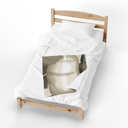 Abstract Neutral Shapes Velveteen Plush Blanket | Modern Minimalist Art