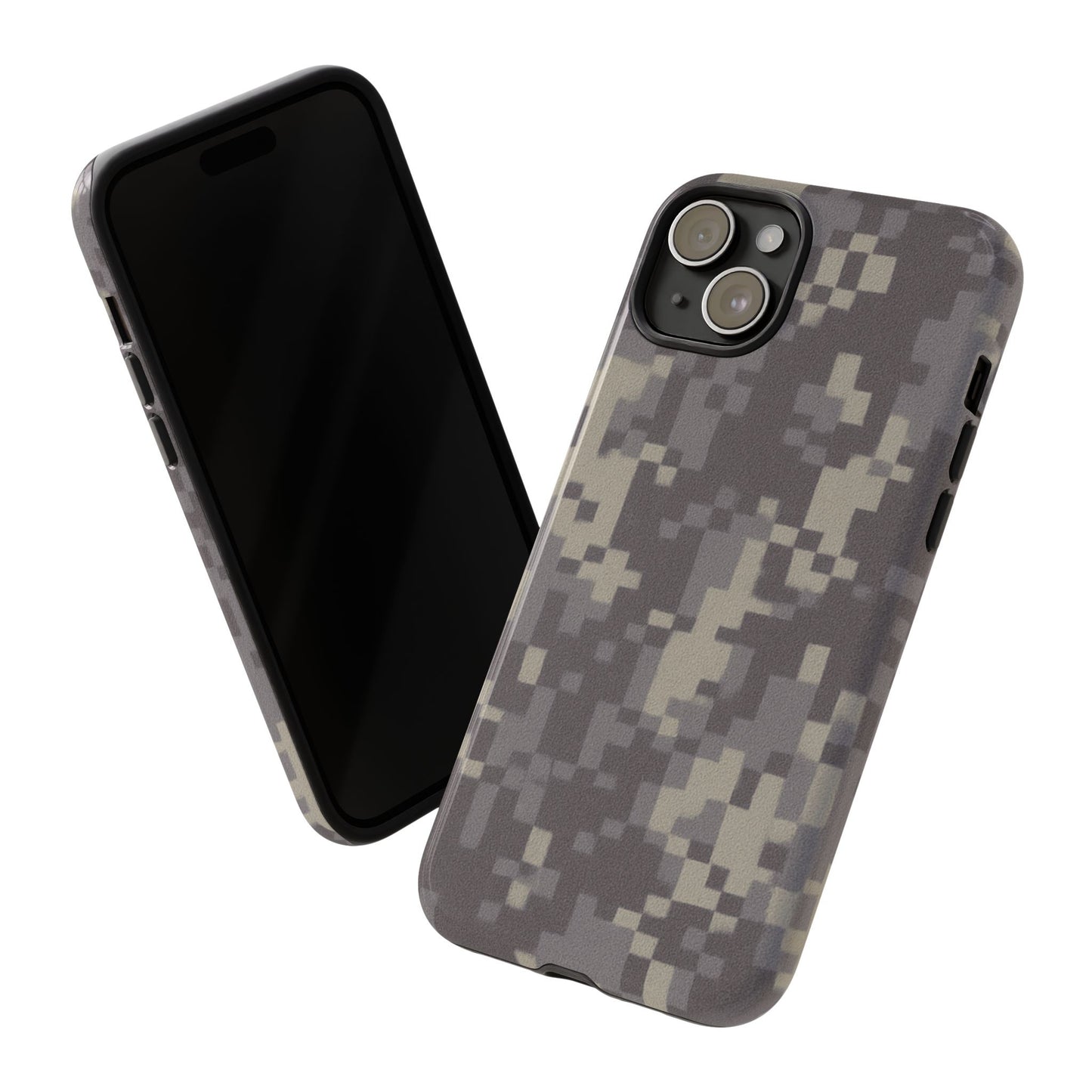 Digital camouflage tough phone case by Printify, rugged protective cover designed for durability and style.
