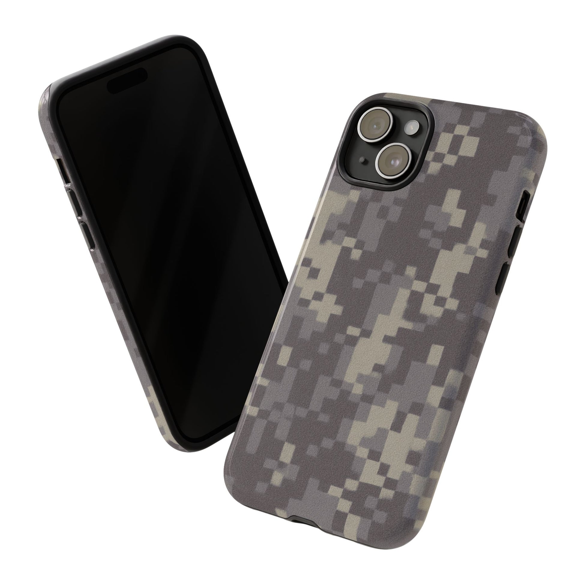 Digital camouflage tough phone case by Printify, rugged protective cover designed for durability and style.