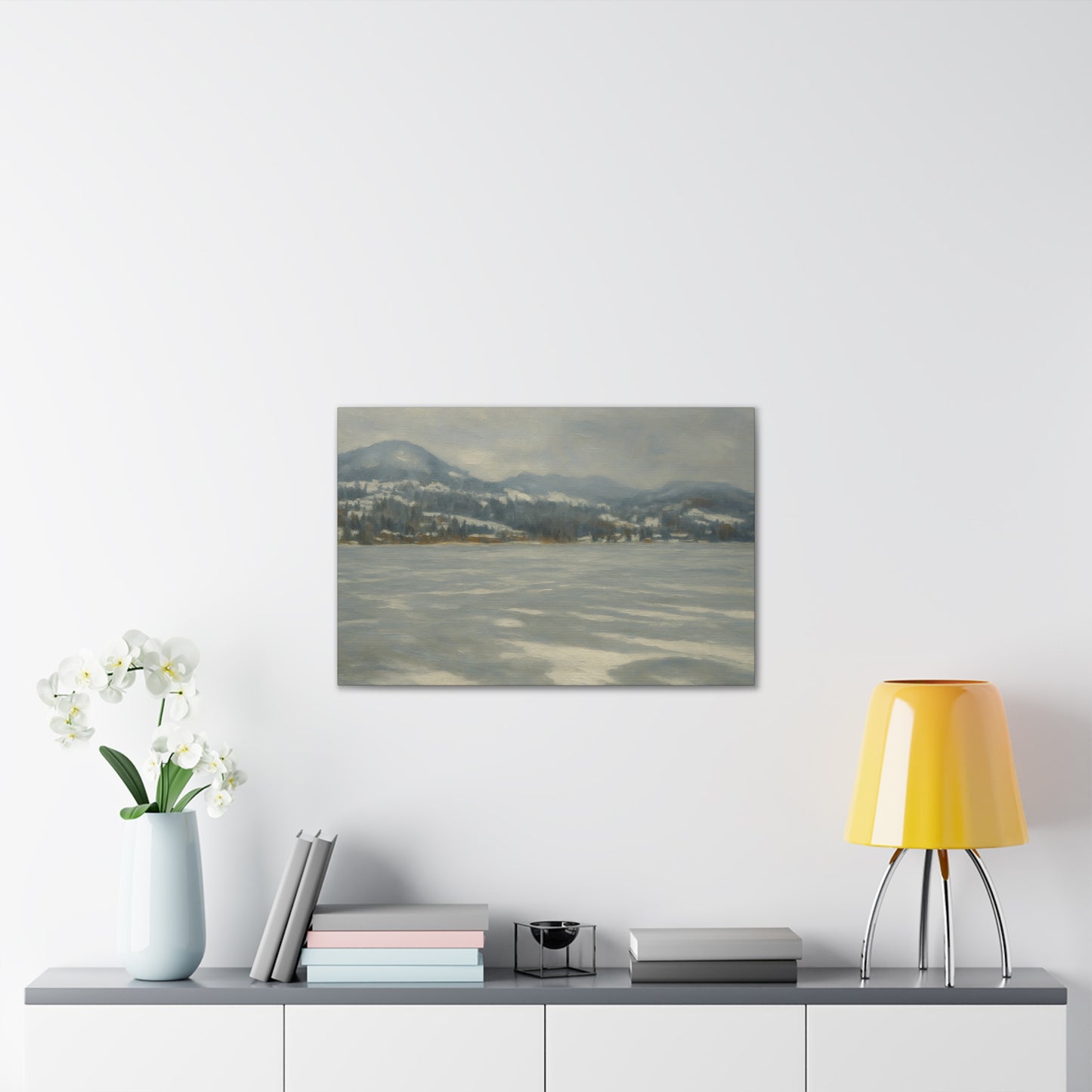 Serene Landscape Canvas Art, Tranquil Wall Decor, Perfect for Home, Office, or Gift, Ideal for Winter Holidays, Cozy Vibes, Scenic Artwork
