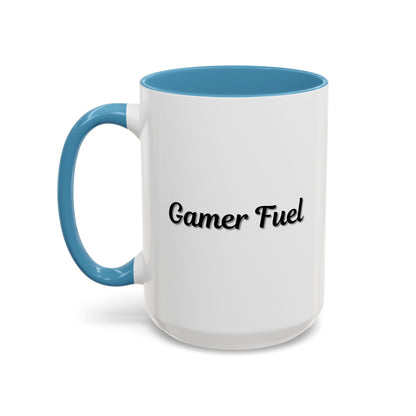 Printify Gamer Fuel coffee mug in 11oz or 15oz size, featuring a bold design perfect for gamers and coffee lovers.