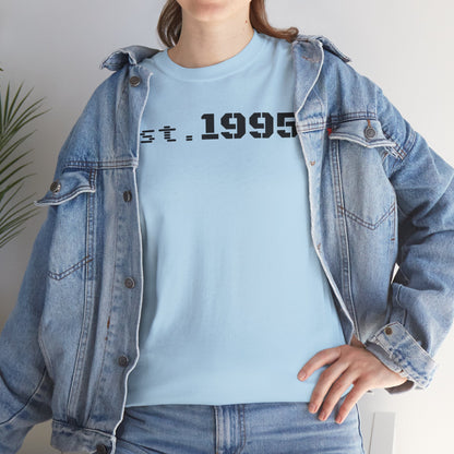Unisex Heavy Cotton Tee - Est. 1995, Vintage Birthday Gift, Customizable Tee, Retro Unisex Shirt, Casual Everyday Wear