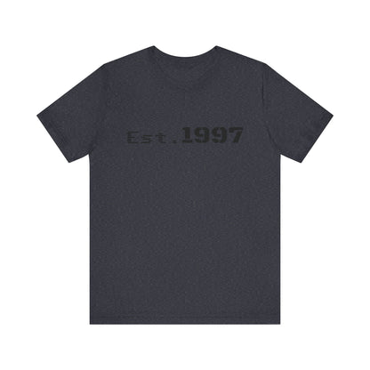 Vintage 1997 Established T-Shirt by Printify featuring bold "Est. 1997" print on classic cotton tee.