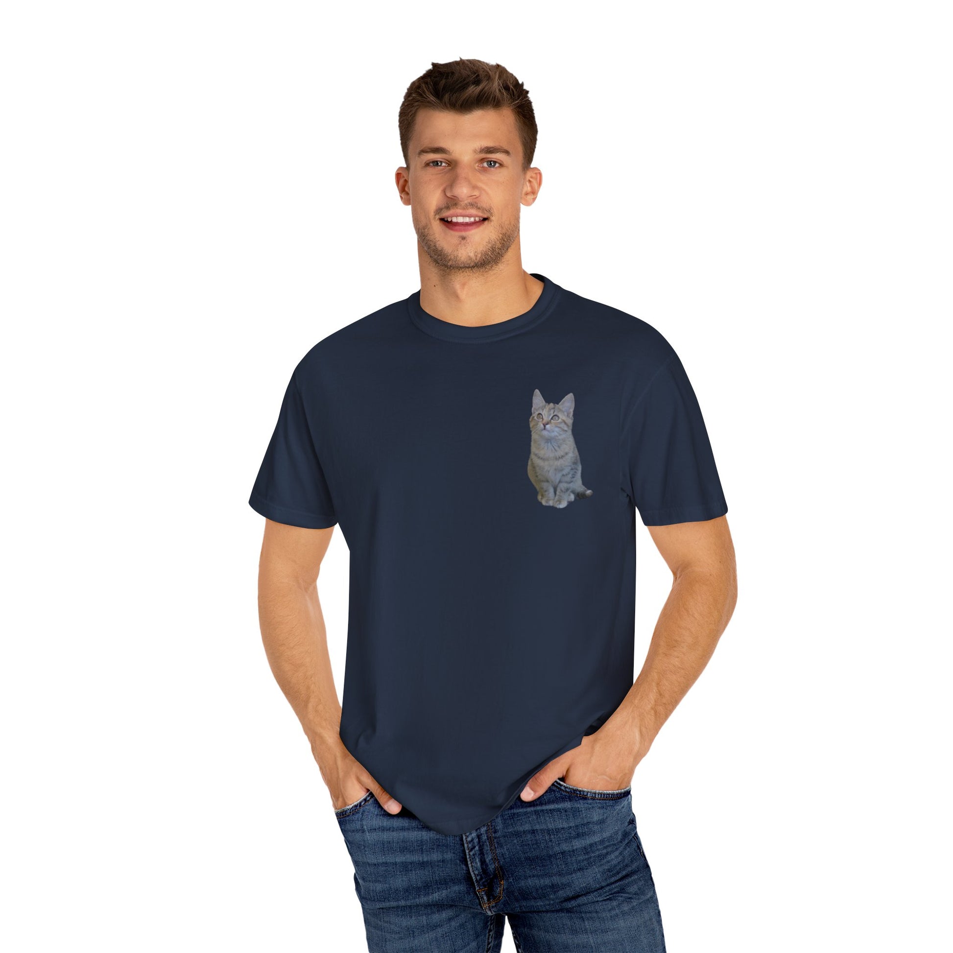 Whimsical Cat Pocket T-Shirt for Cat Lovers - TRV