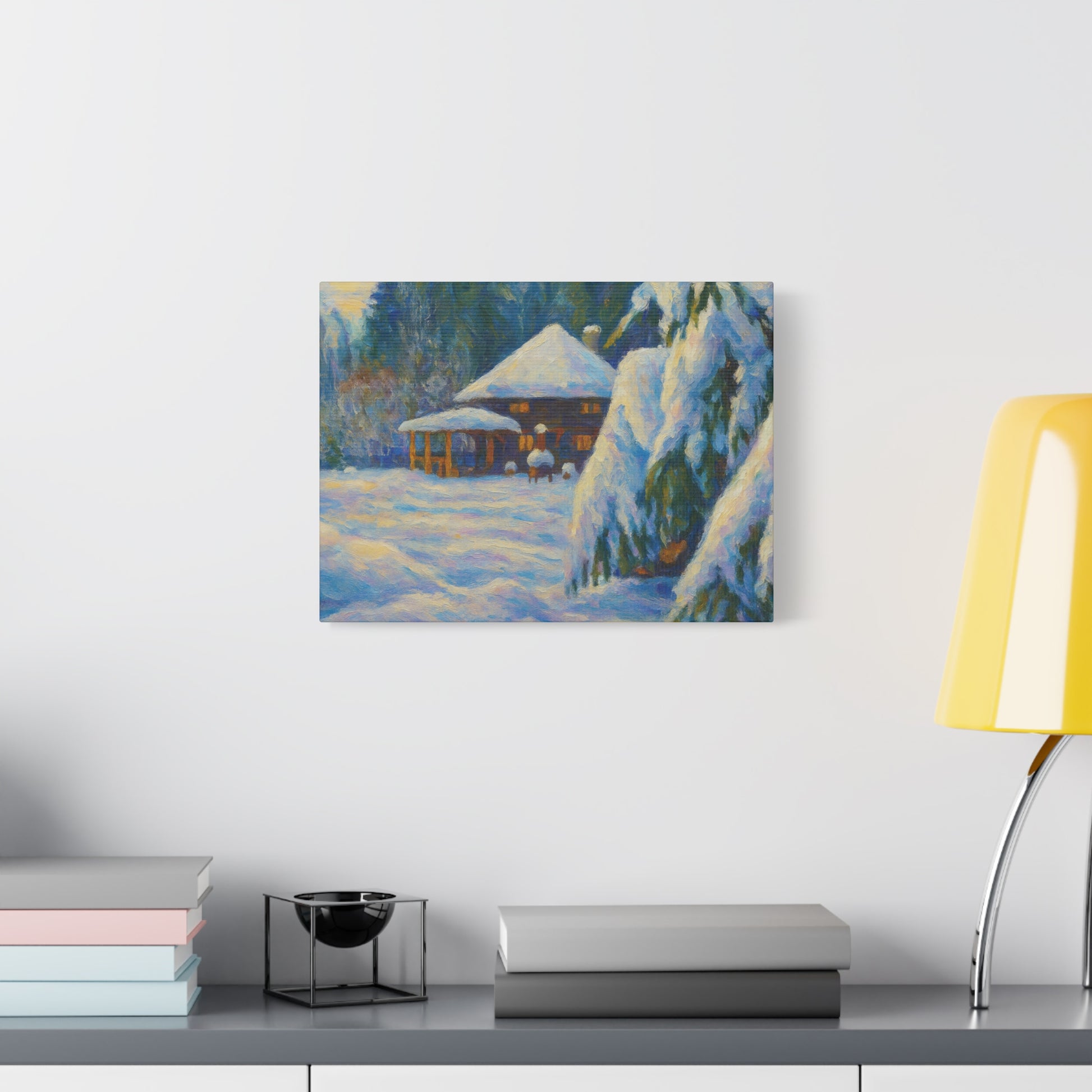 Winter Landscape Canvas Wall Art, Cozy Home Decor, Christmas Gift, Seasonal Artwork, Impressionist Style - TRV
