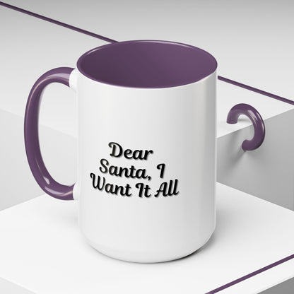 Dear Santa Accent Coffee Mug - Fun Holiday Mug for Christmas Enthusiasts