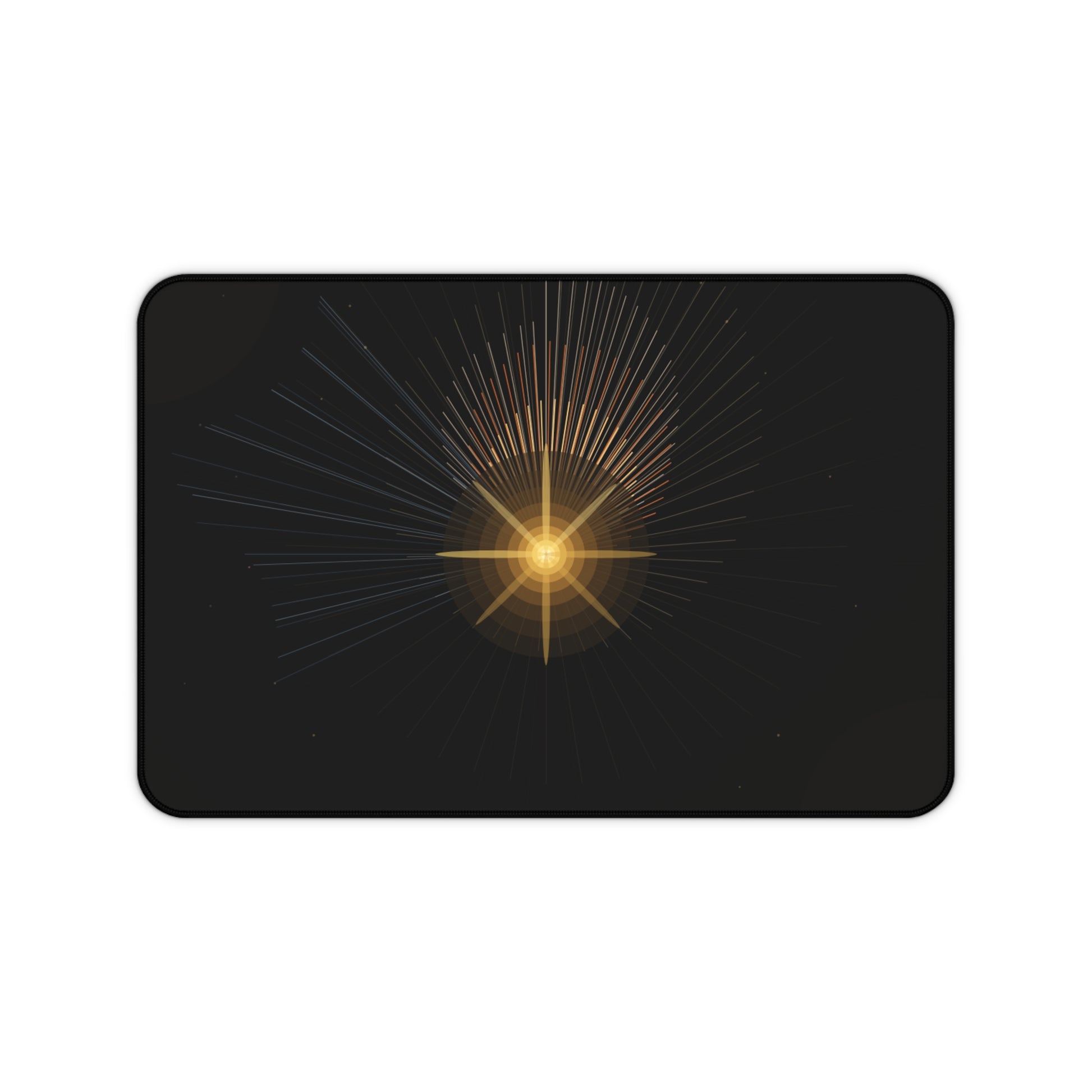 Golden Starburst Desk Mat | Celestial Radiant Light Mousepad - TRV