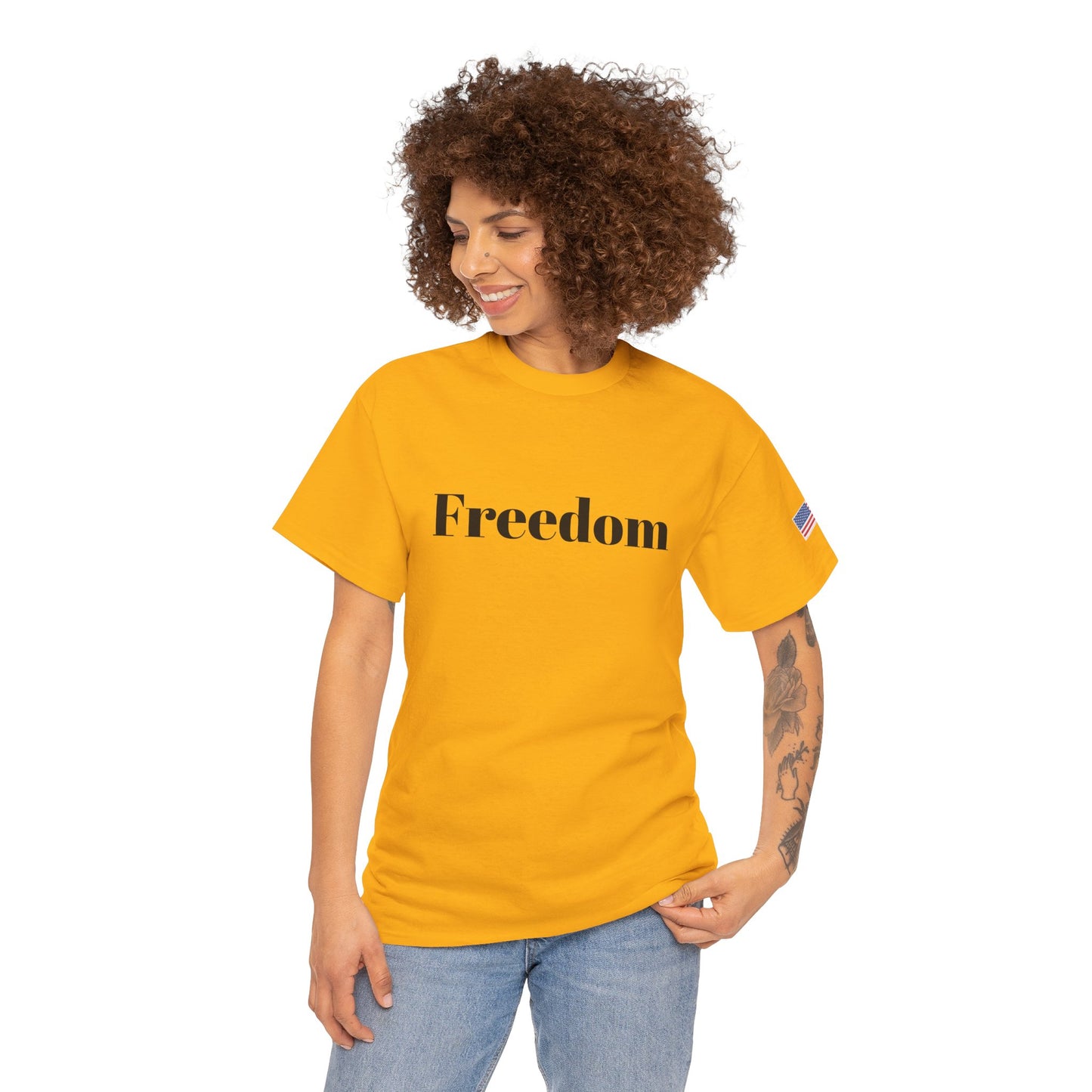 Freedom script tee | T-Shirt, American flag sleeve - TRV