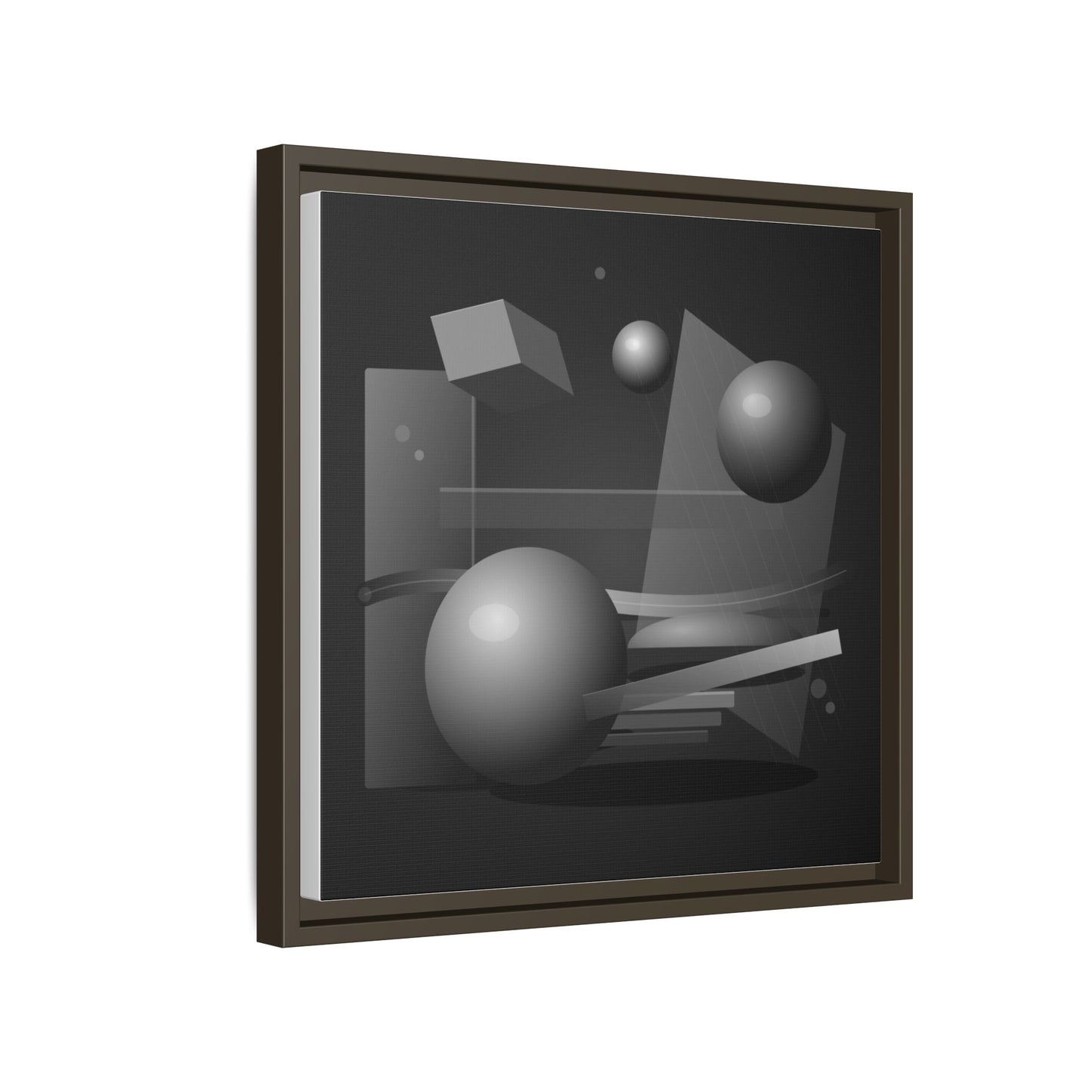 Monochrome Geometric Spheres Canvas Framed Wall Art | Matte Print