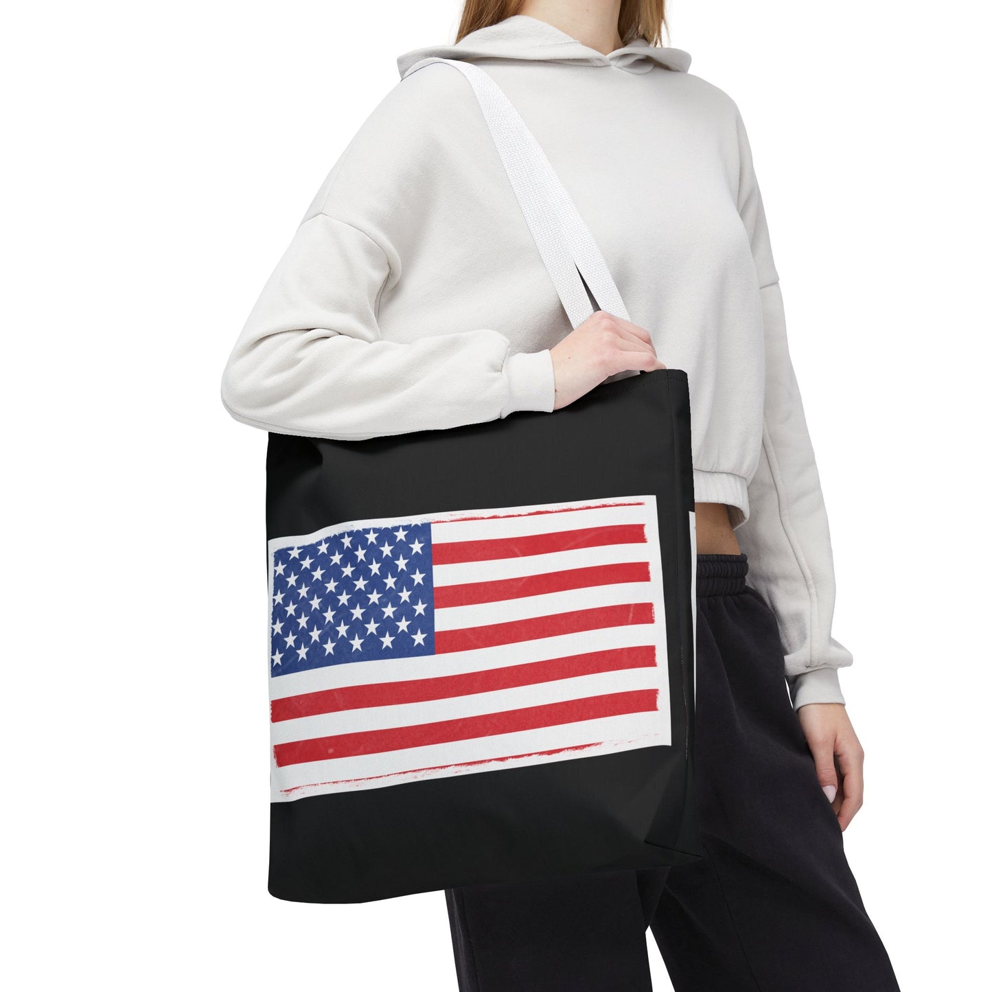 Patriotic Tote Bag, American Flag Carryall, Beach Bag, Reusable Shopping Tote, Independence Day Gift - TRV